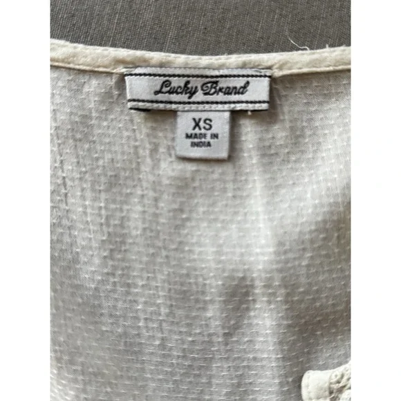Lucky Brand XS Lace Boho Peasant Top Cream Crochet‎ Romantic Festival Blouse - Picture 5 of 8